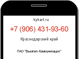 Информация о номере телефона +7 (906) 431-93-60: регион, оператор