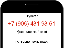Информация о номере телефона +7 (906) 431-93-61: регион, оператор