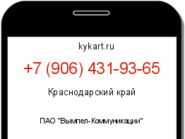 Информация о номере телефона +7 (906) 431-93-65: регион, оператор