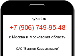 Информация о номере телефона +7 (906) 749-95-48: регион, оператор