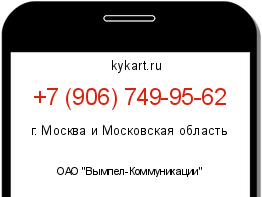 Информация о номере телефона +7 (906) 749-95-62: регион, оператор