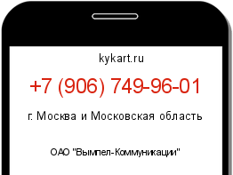 Информация о номере телефона +7 (906) 749-96-01: регион, оператор