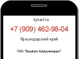 Информация о номере телефона +7 (909) 462-98-04: регион, оператор
