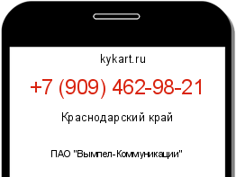 Информация о номере телефона +7 (909) 462-98-21: регион, оператор