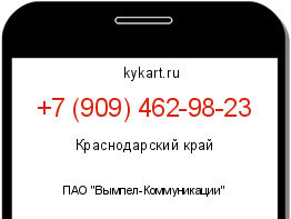 Информация о номере телефона +7 (909) 462-98-23: регион, оператор