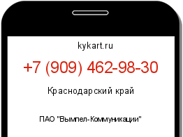 Информация о номере телефона +7 (909) 462-98-30: регион, оператор