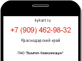 Информация о номере телефона +7 (909) 462-98-32: регион, оператор
