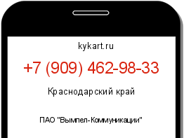 Информация о номере телефона +7 (909) 462-98-33: регион, оператор
