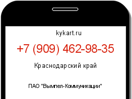 Информация о номере телефона +7 (909) 462-98-35: регион, оператор