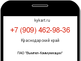 Информация о номере телефона +7 (909) 462-98-36: регион, оператор