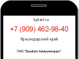 Информация о номере телефона +7 (909) 462-98-40: регион, оператор