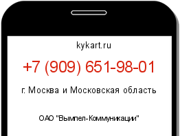 Информация о номере телефона +7 (909) 651-98-01: регион, оператор