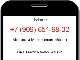 Информация о номере телефона +7 (909) 651-98-02: регион, оператор