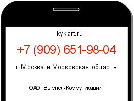 Информация о номере телефона +7 (909) 651-98-04: регион, оператор