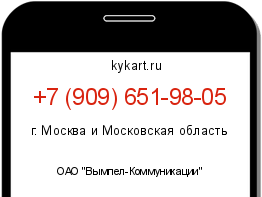 Информация о номере телефона +7 (909) 651-98-05: регион, оператор