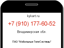 Информация о номере телефона +7 (910) 177-60-52: регион, оператор