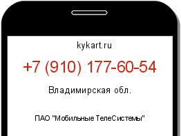 Информация о номере телефона +7 (910) 177-60-54: регион, оператор