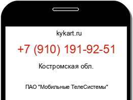 Информация о номере телефона +7 (910) 191-92-51: регион, оператор