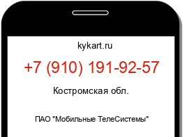 Информация о номере телефона +7 (910) 191-92-57: регион, оператор