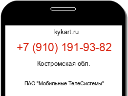 Информация о номере телефона +7 (910) 191-93-82: регион, оператор