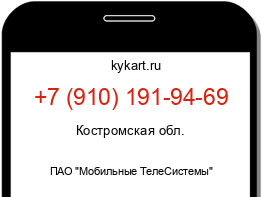 Информация о номере телефона +7 (910) 191-94-69: регион, оператор