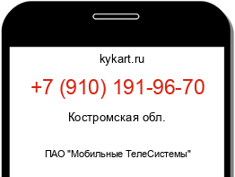Информация о номере телефона +7 (910) 191-96-70: регион, оператор