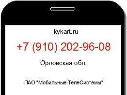 Информация о номере телефона +7 (910) 202-96-08: регион, оператор