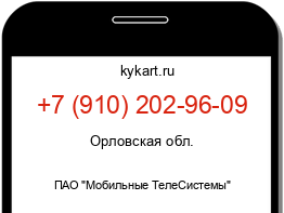 Информация о номере телефона +7 (910) 202-96-09: регион, оператор