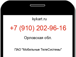 Информация о номере телефона +7 (910) 202-96-16: регион, оператор