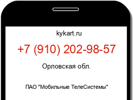 Информация о номере телефона +7 (910) 202-98-57: регион, оператор
