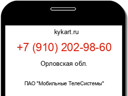 Информация о номере телефона +7 (910) 202-98-60: регион, оператор