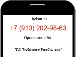 Информация о номере телефона +7 (910) 202-98-63: регион, оператор