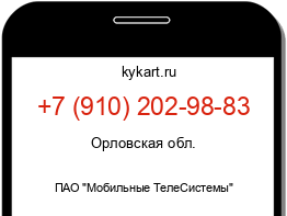 Информация о номере телефона +7 (910) 202-98-83: регион, оператор