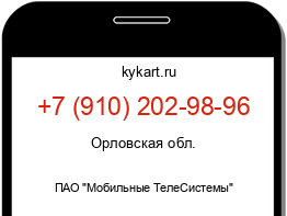 Информация о номере телефона +7 (910) 202-98-96: регион, оператор