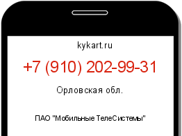 Информация о номере телефона +7 (910) 202-99-31: регион, оператор