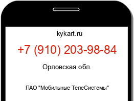 Информация о номере телефона +7 (910) 203-98-84: регион, оператор