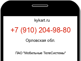 Информация о номере телефона +7 (910) 204-98-80: регион, оператор