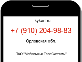 Информация о номере телефона +7 (910) 204-98-83: регион, оператор