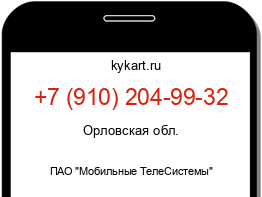 Информация о номере телефона +7 (910) 204-99-32: регион, оператор