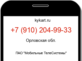 Информация о номере телефона +7 (910) 204-99-33: регион, оператор