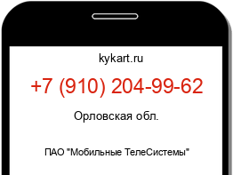 Информация о номере телефона +7 (910) 204-99-62: регион, оператор