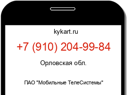 Информация о номере телефона +7 (910) 204-99-84: регион, оператор