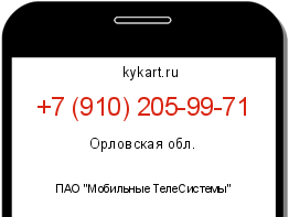 Информация о номере телефона +7 (910) 205-99-71: регион, оператор