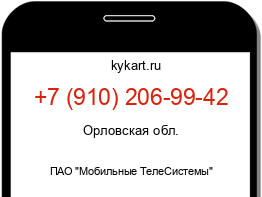 Информация о номере телефона +7 (910) 206-99-42: регион, оператор