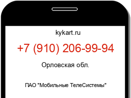 Информация о номере телефона +7 (910) 206-99-94: регион, оператор