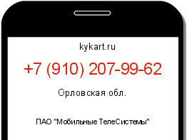 Информация о номере телефона +7 (910) 207-99-62: регион, оператор