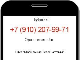 Информация о номере телефона +7 (910) 207-99-71: регион, оператор