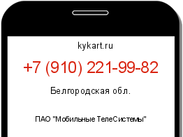 Информация о номере телефона +7 (910) 221-99-82: регион, оператор