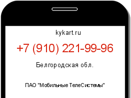 Информация о номере телефона +7 (910) 221-99-96: регион, оператор