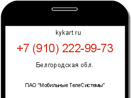 Информация о номере телефона +7 (910) 222-99-73: регион, оператор